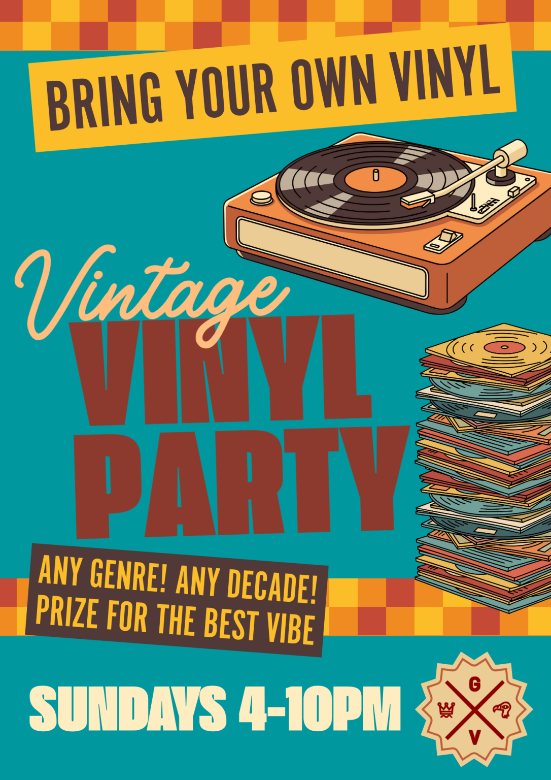 Vintage vinyl party poster